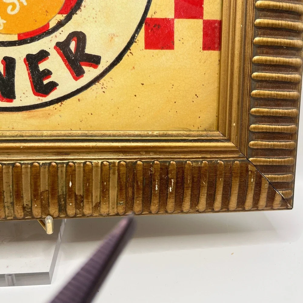Vintage Rosies Diner Eat Here Framed Wall Art Gold Fluted Frame Retro Decor